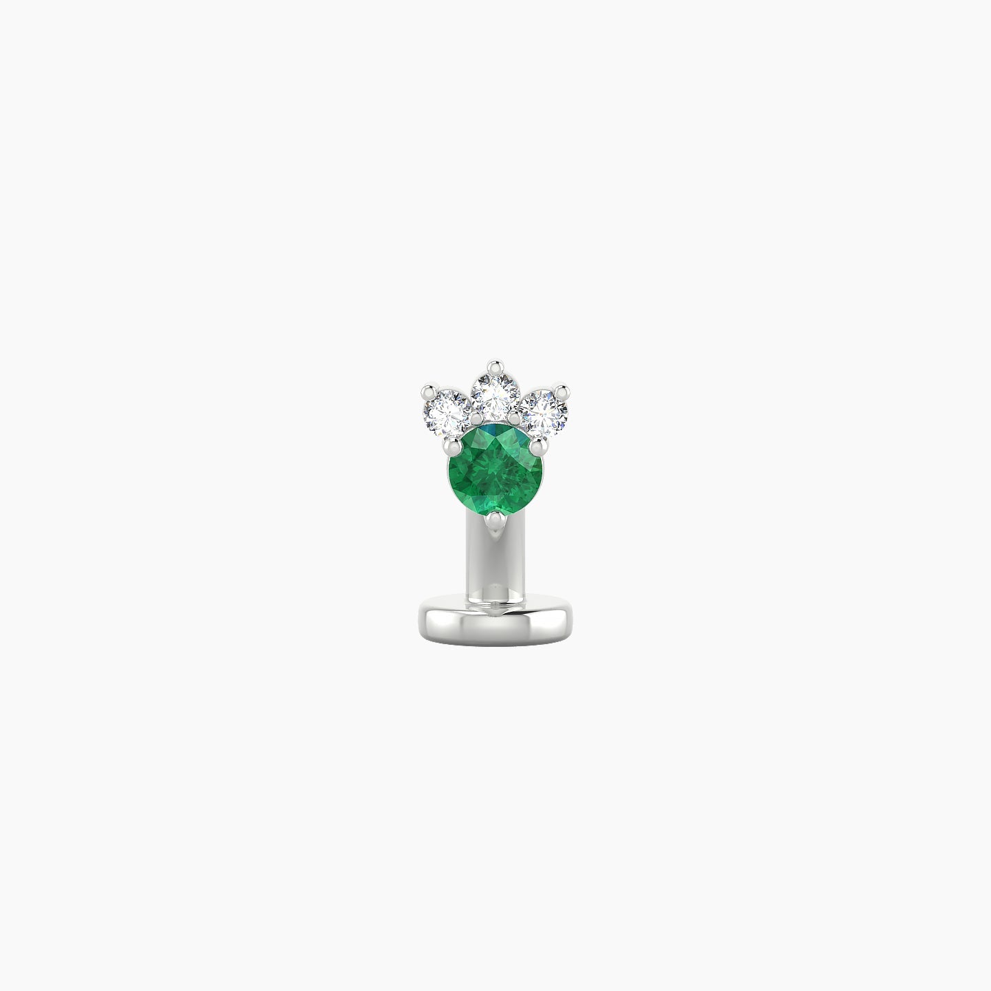 Sedna | 18k White Gold 6 mm 4.5 mm Emerald & Diamond Floating Navel Piercing