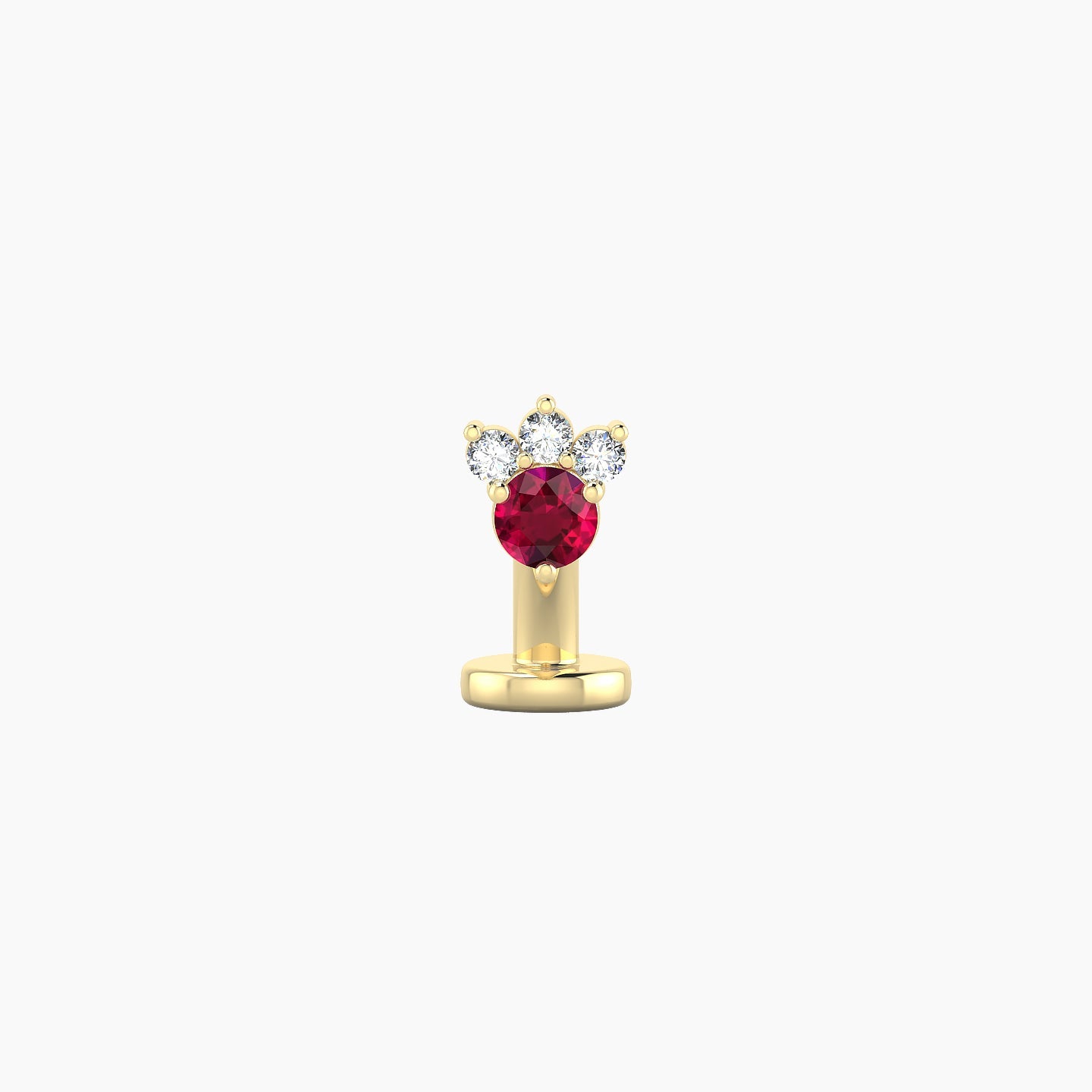 Sedna | 18k Yellow Gold 6 mm 4.5 mm Ruby & Diamond Floating Navel Piercing