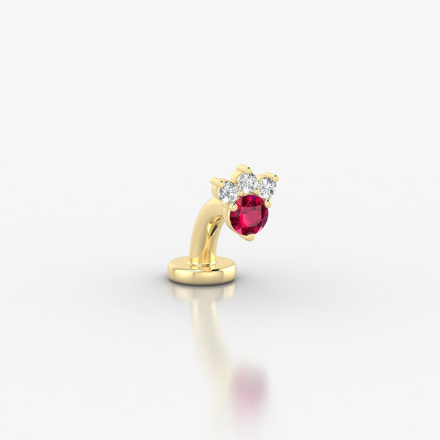 Sedna | 18k Yellow Gold 6 mm 4.5 mm Ruby & Diamond Floating Navel Piercing