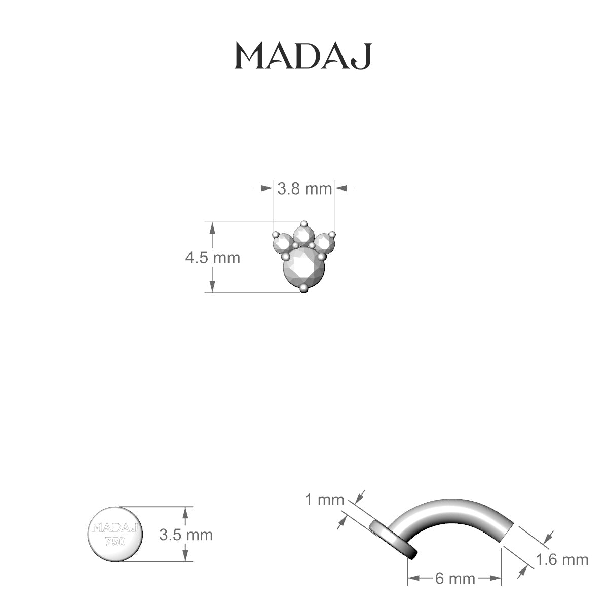 Sedna | 18k White Gold 6 mm 4.5 mm Ruby & Diamond Floating Navel Piercing