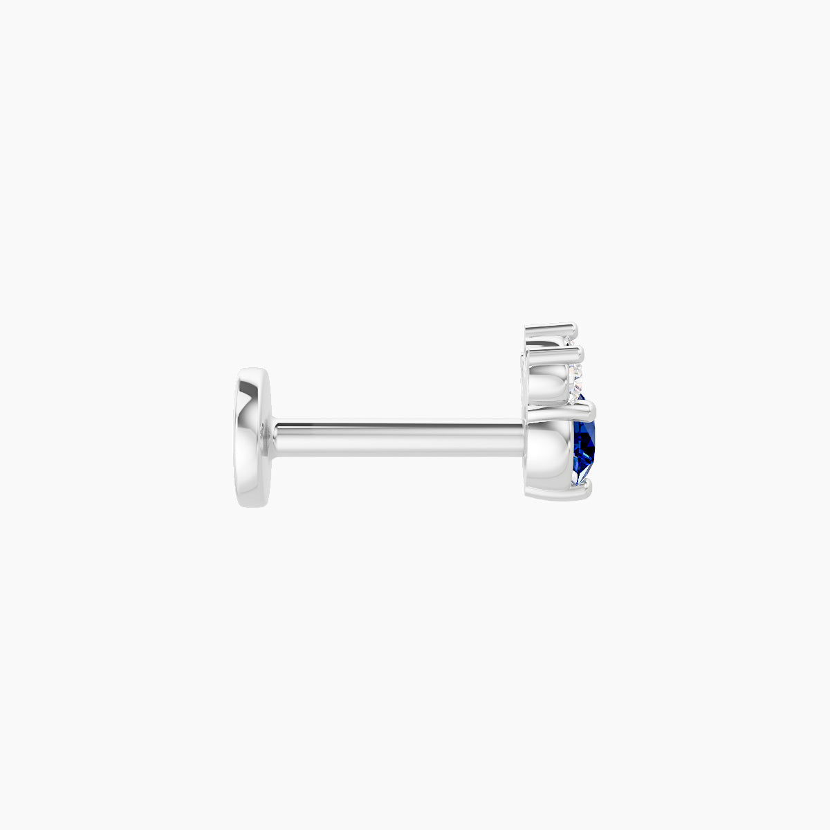 Sedna | 18k White Gold 6.5 mm 4.5 mm Sapphire & Diamond Nose Piercing