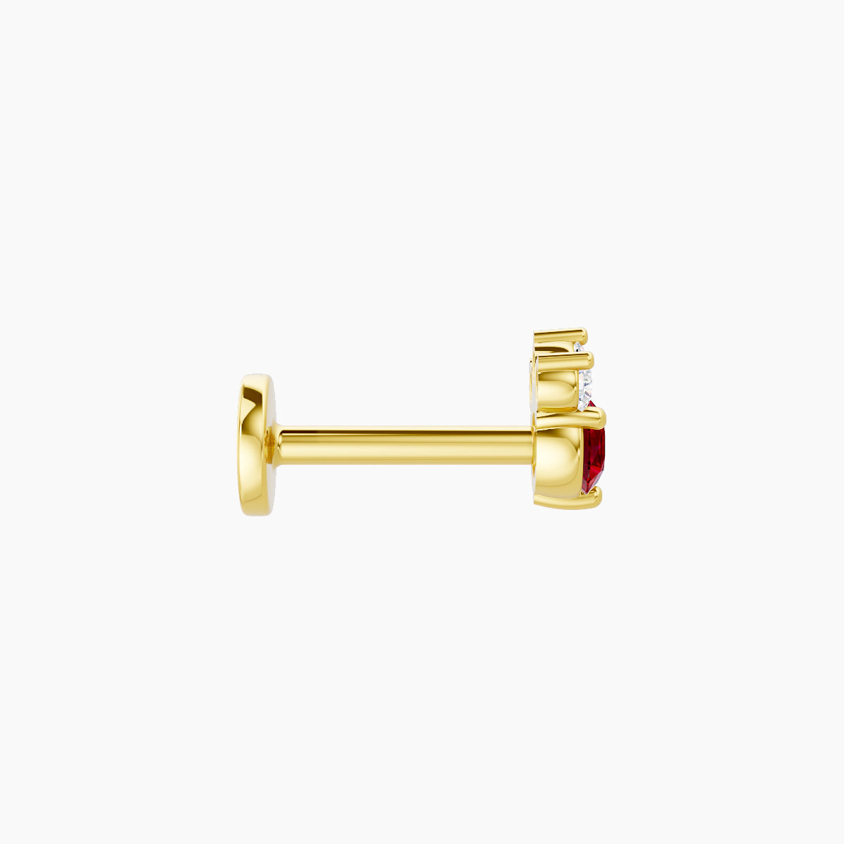 Sedna | 18k Yellow Gold 6.5 mm 4.5 mm Ruby & Diamond Nose Piercing