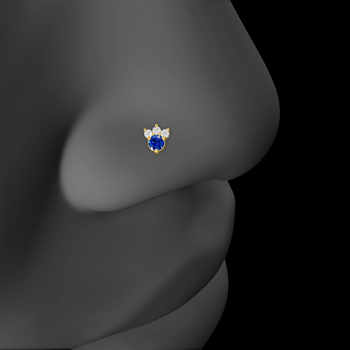 Sedna | 18k Yellow Gold 6.5 mm 4.5 mm Sapphire & Diamond Nose Piercing