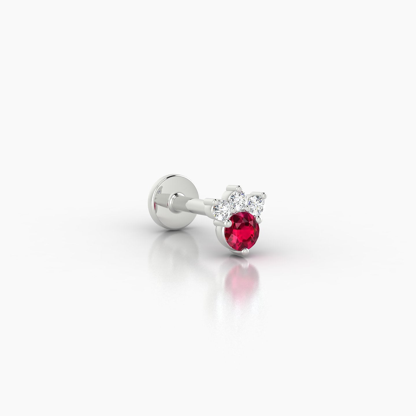 Sedna | 18k White Gold 6.5 mm 4.5 mm Ruby & Diamond Nose Piercing