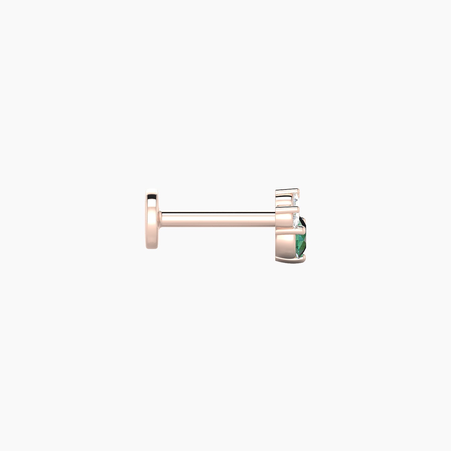 Sedna | 18k Rose Gold 6.5 mm 4.5 mm Emerald & Diamond Nose Piercing