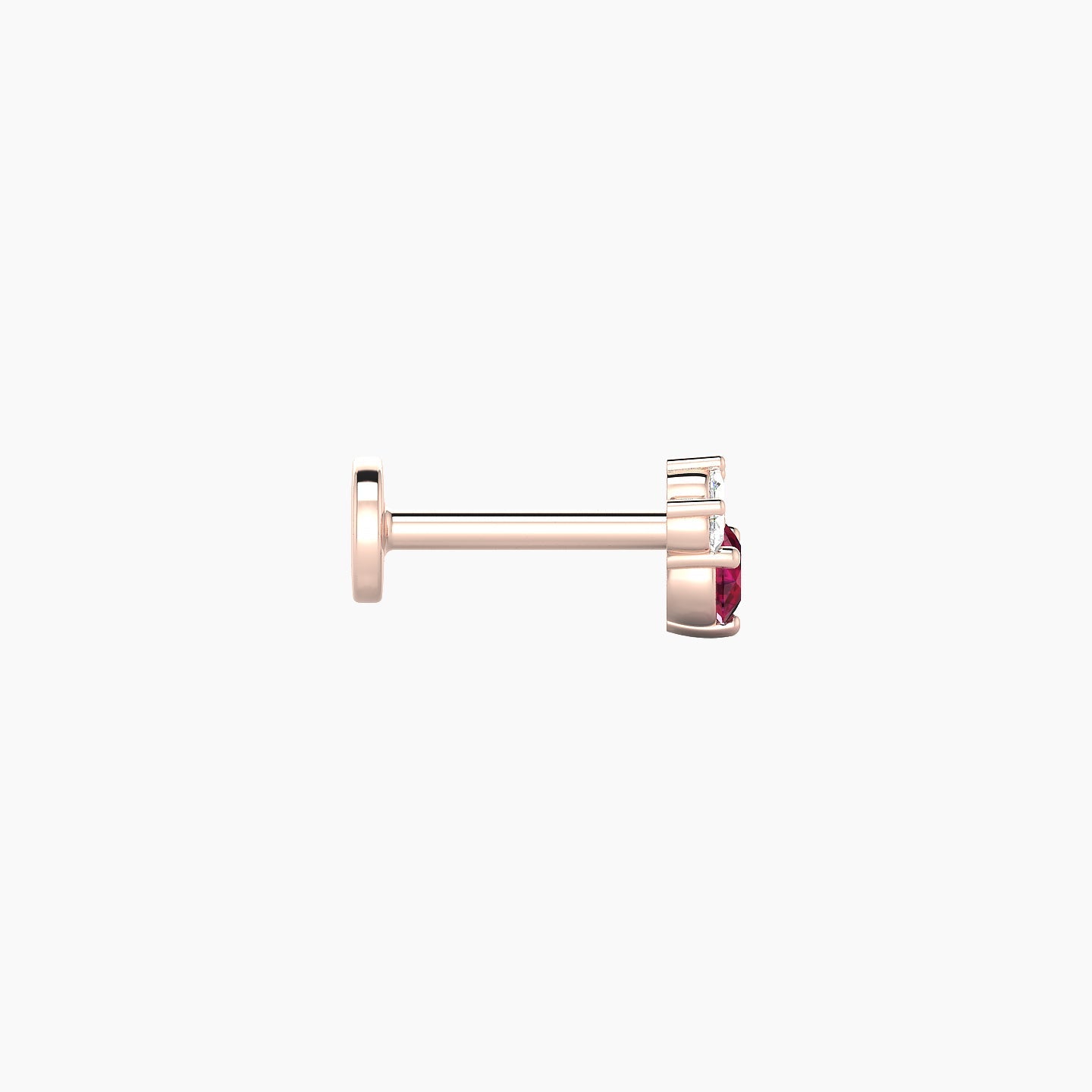 Sedna | 18k Rose Gold 6.5 mm 4.5 mm Ruby & Diamond Nose Piercing