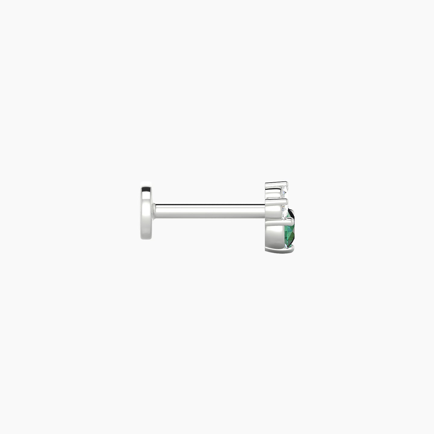 Sedna | 18k White Gold 6.5 mm 4.5 mm Emerald & Diamond Nose Piercing