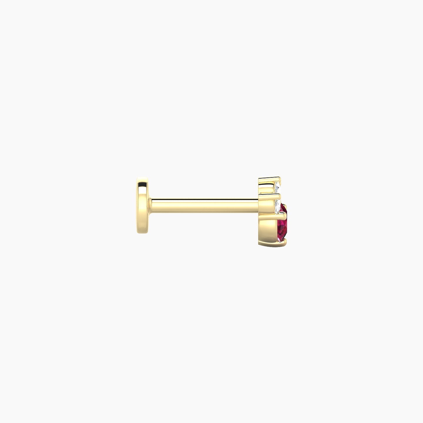Sedna | 18k Yellow Gold 6.5 mm 4.5 mm Ruby & Diamond Nose Piercing