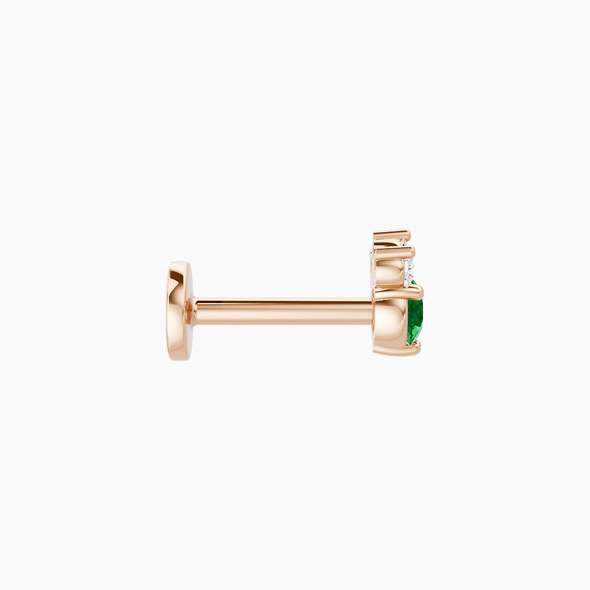 Sedna | 18k Rose Gold 6.5 mm 4.5 mm Emerald & Diamond Piercing