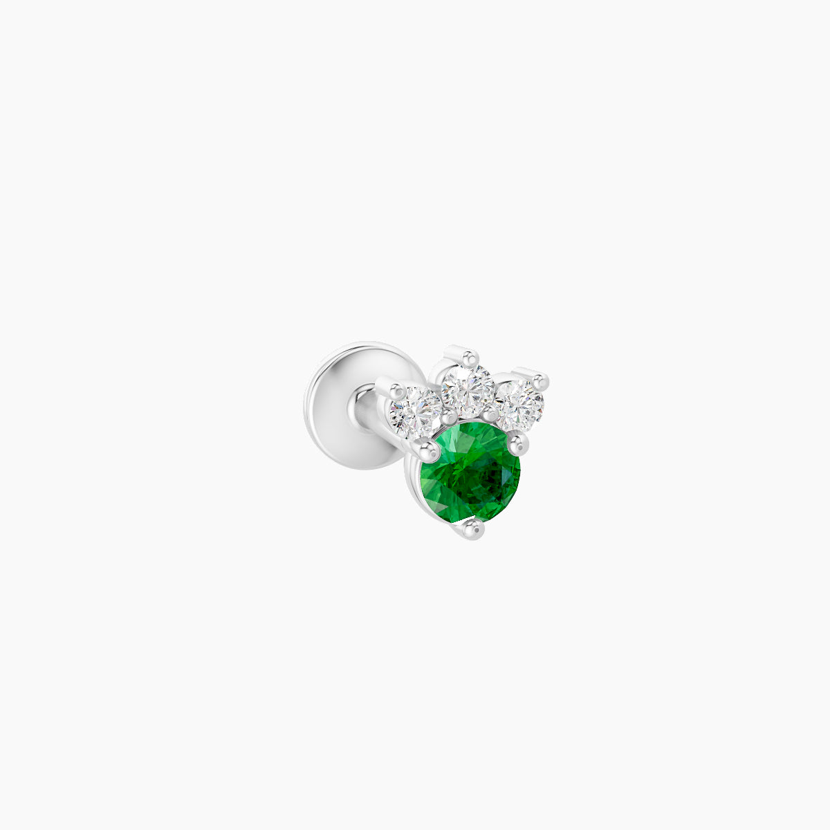 Sedna | 18k White Gold 6.5 mm 4.5 mm Emerald & Diamond Piercing