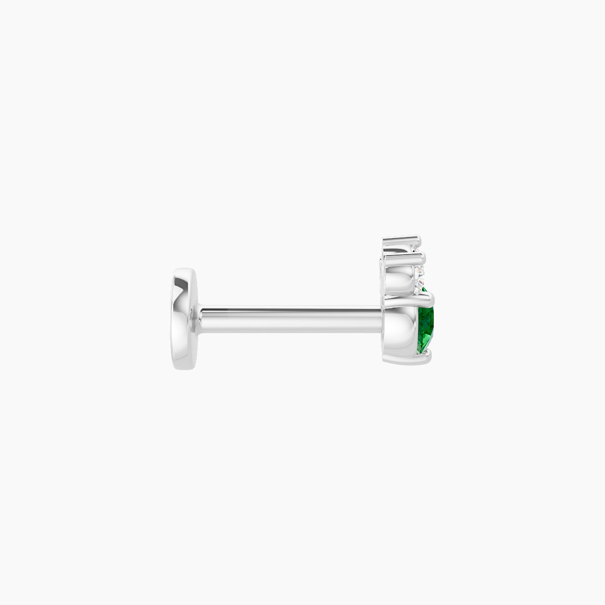Sedna | 18k White Gold 6.5 mm 4.5 mm Emerald & Diamond Piercing