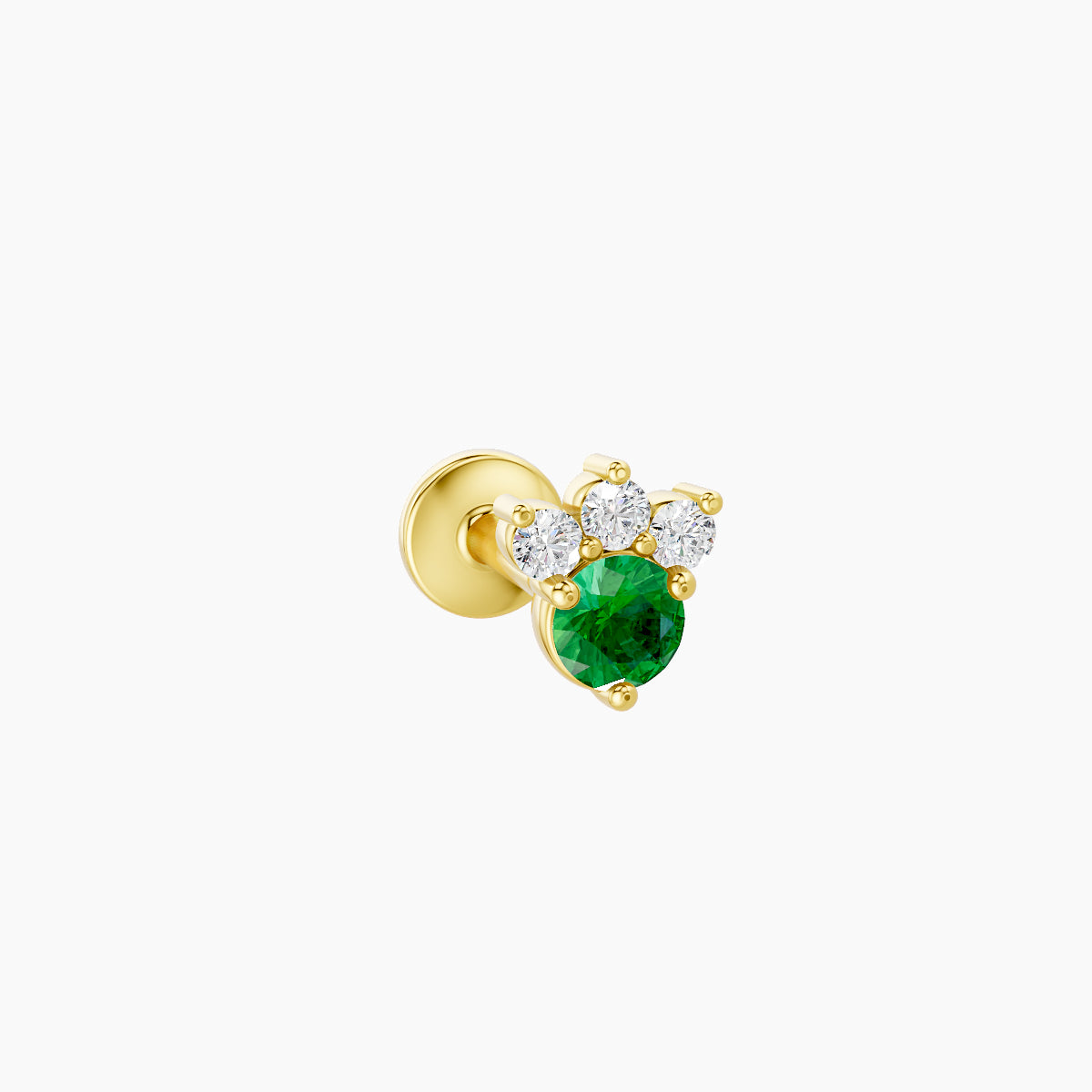 Sedna | 18k Yellow Gold 6.5 mm 4.5 mm Emerald & Diamond Piercing