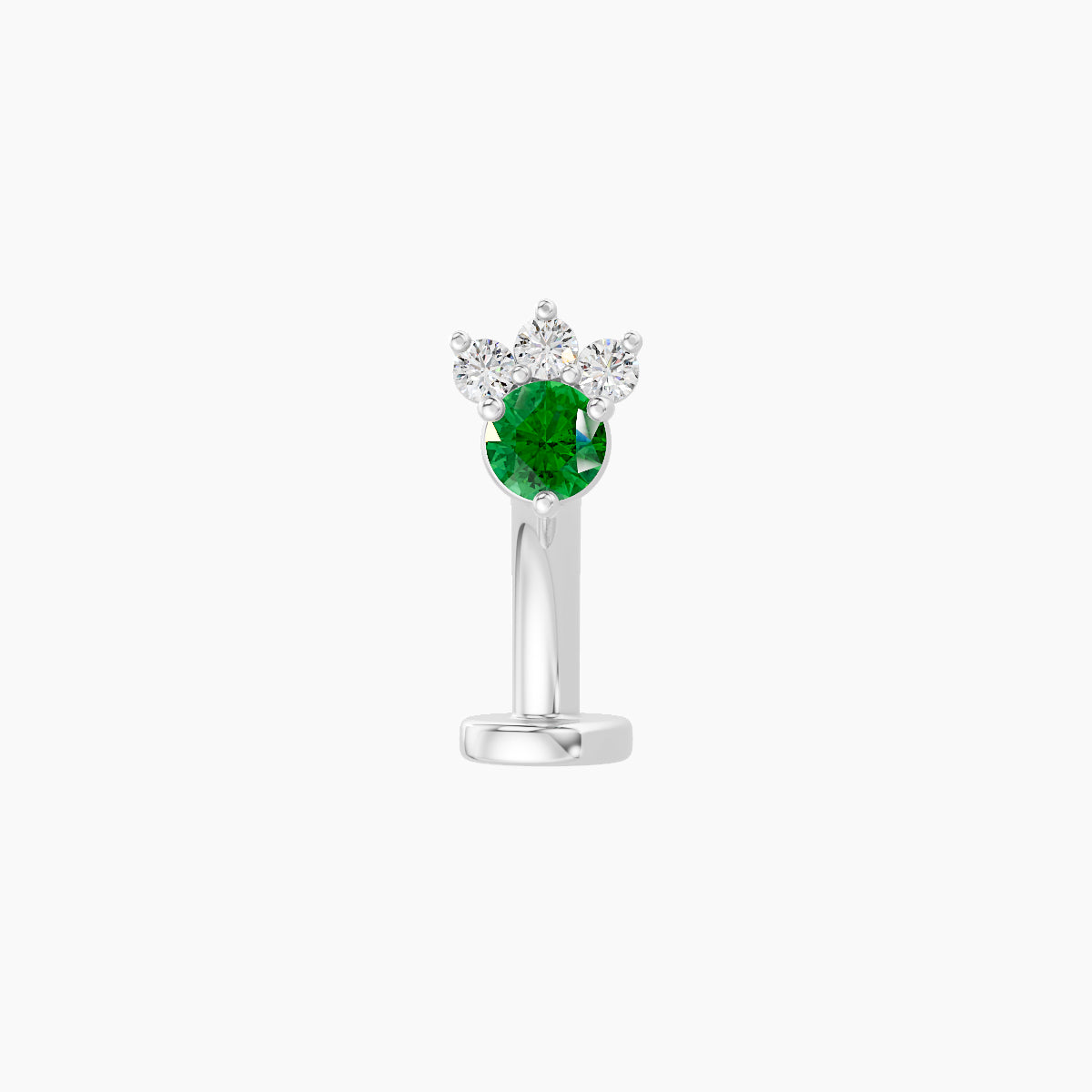 Sedna | 18k White Gold 8 mm 4.5 mm Emerald & Diamond Floating Navel Piercing
