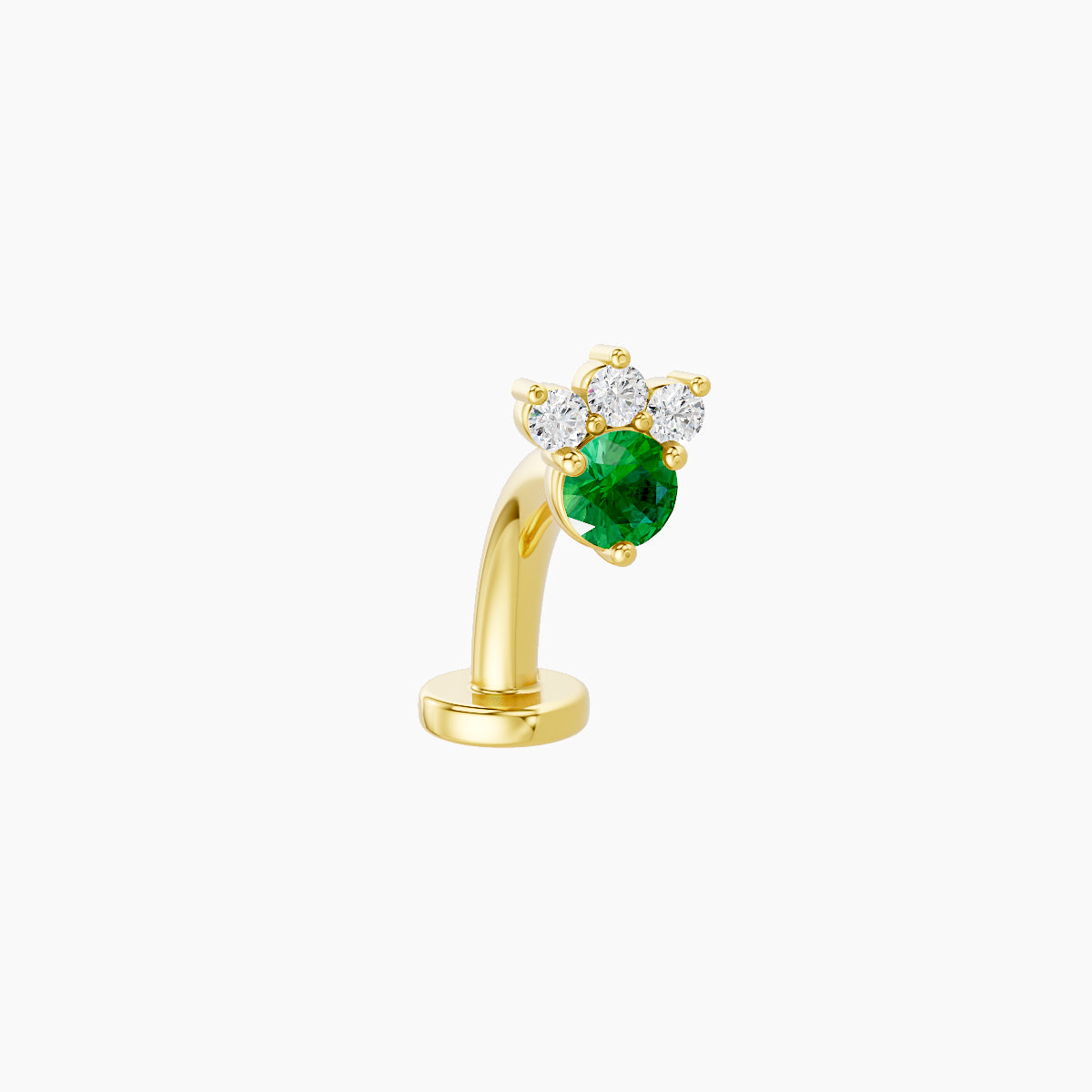 Sedna | 18k Yellow Gold 8 mm 4.5 mm Emerald & Diamond Floating Navel Piercing