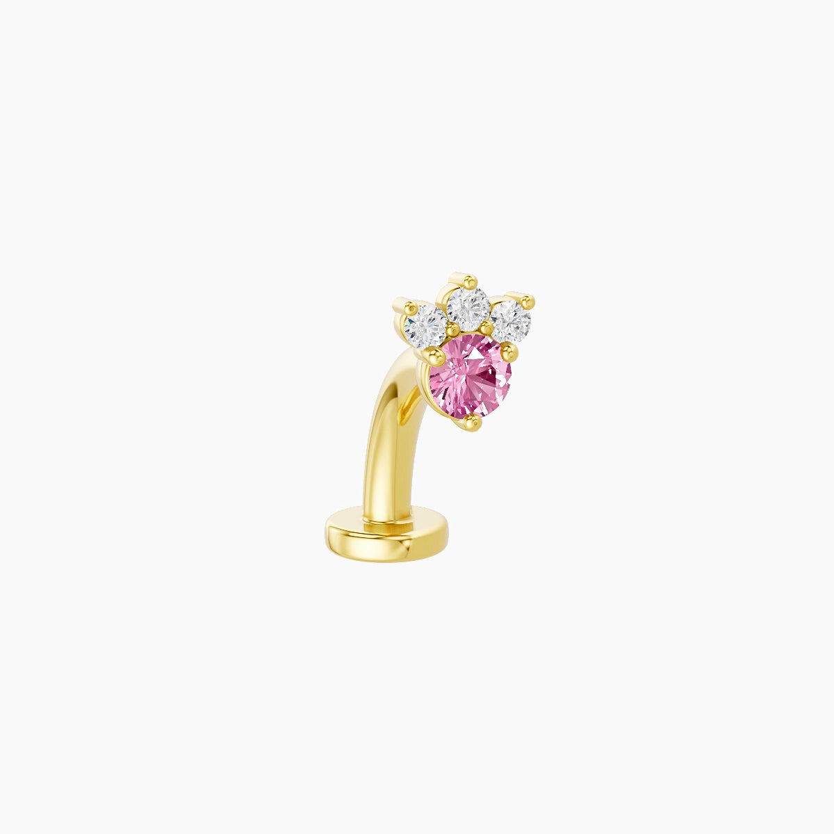 Sedna | 18k Yellow Gold 8 mm 4.5 mm Pink Sapphire & Diamond Floating Navel Piercing