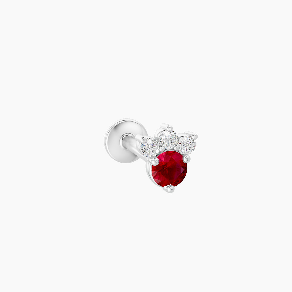 Sedna | 18k White Gold 8 mm 4.5 mm Ruby & Diamond Nose Piercing