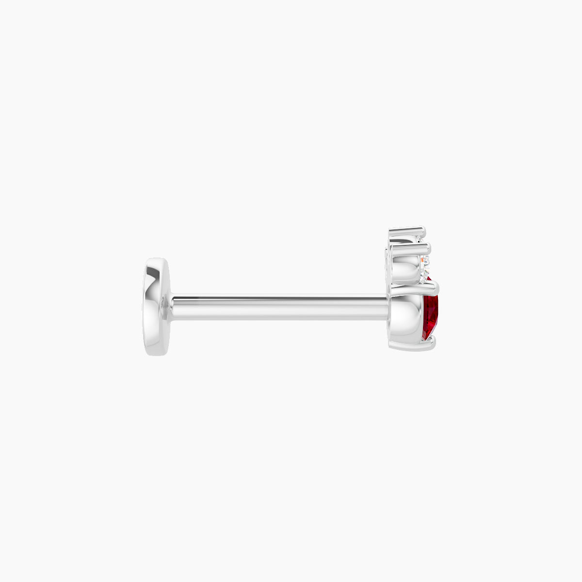 Sedna | 18k White Gold 8 mm 4.5 mm Ruby & Diamond Nose Piercing