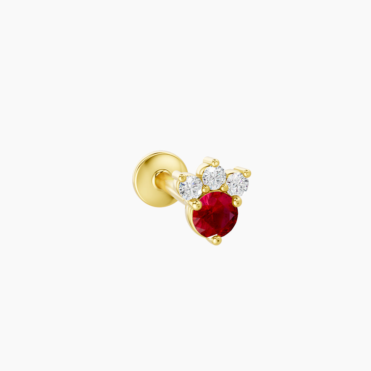Sedna | 18k Yellow Gold 8 mm 4.5 mm Ruby & Diamond Nose Piercing