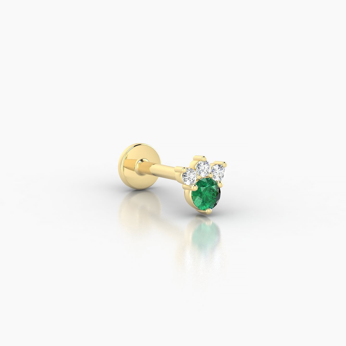 Sedna | 18k Yellow Gold 8 mm 4.5 mm Emerald & Diamond Nose Piercing
