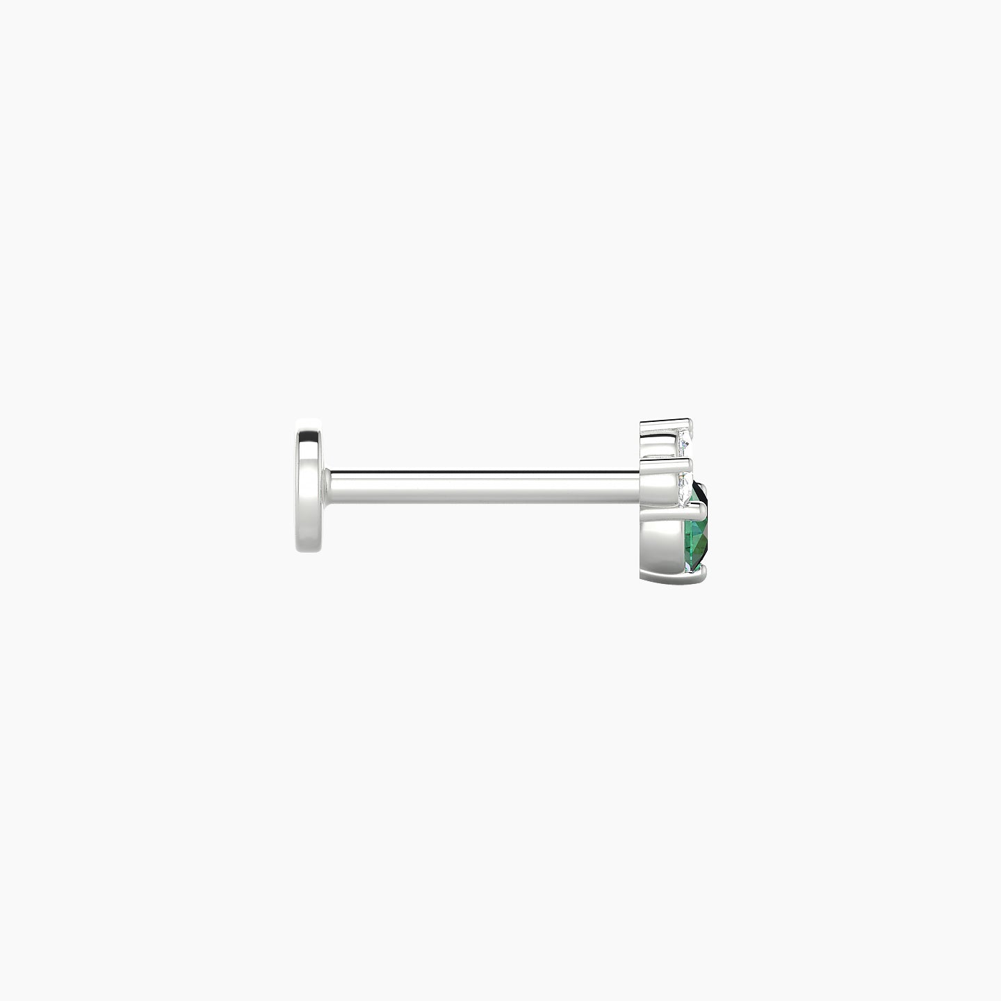 Sedna | 18k White Gold 8 mm 4.5 mm Emerald & Diamond Nose Piercing