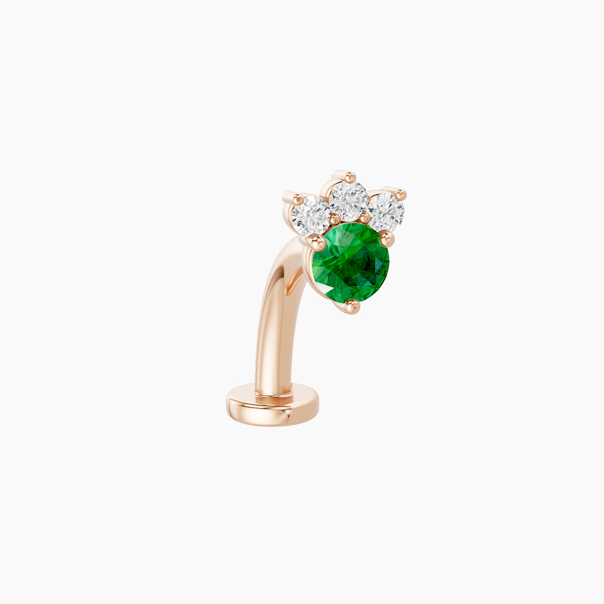 Sedna | 18k Rose Gold 10 mm 5.5 mm Emerald & Diamond Floating Navel Piercing