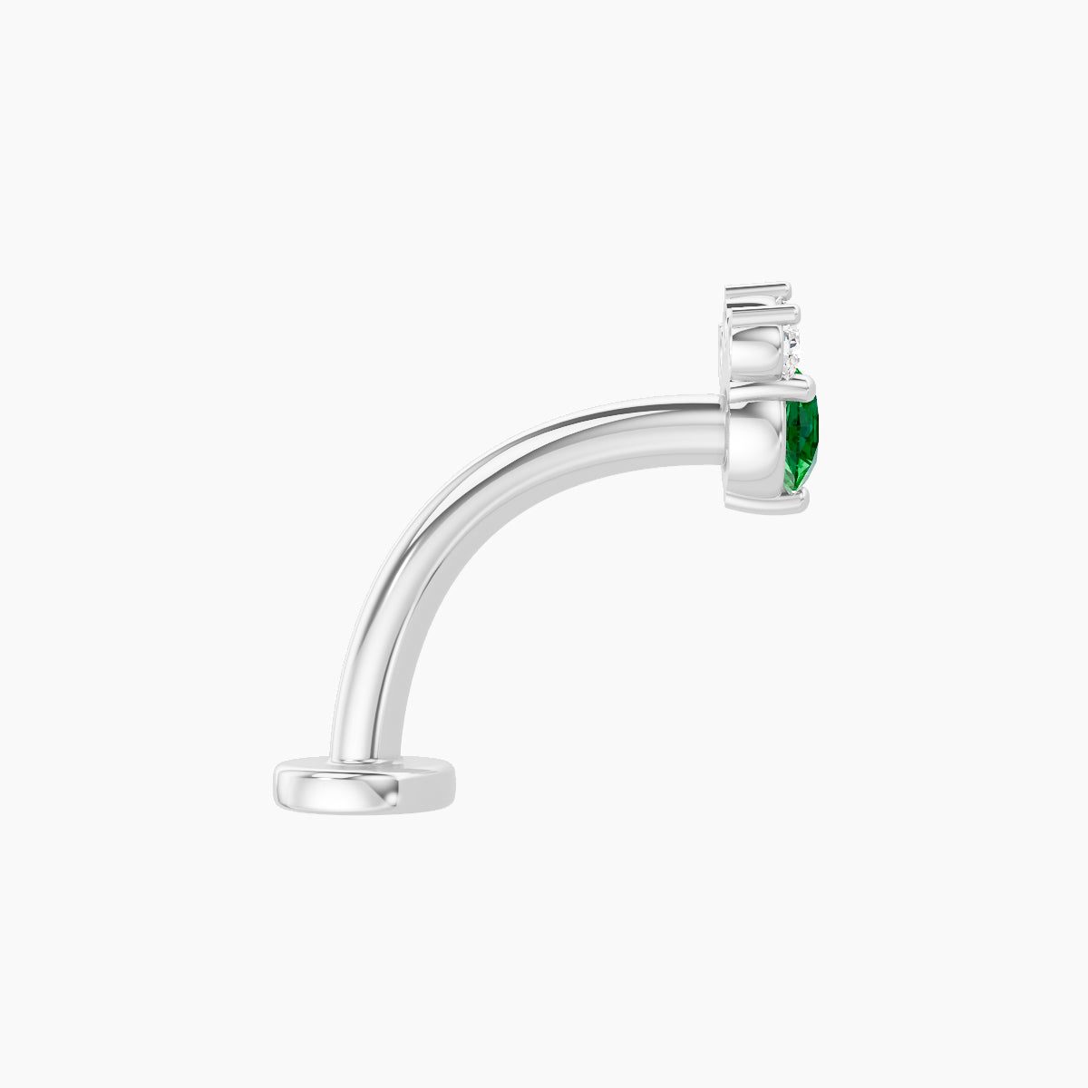 Sedna | 18k White Gold 10 mm 5.5 mm Emerald & Diamond Floating Navel Piercing