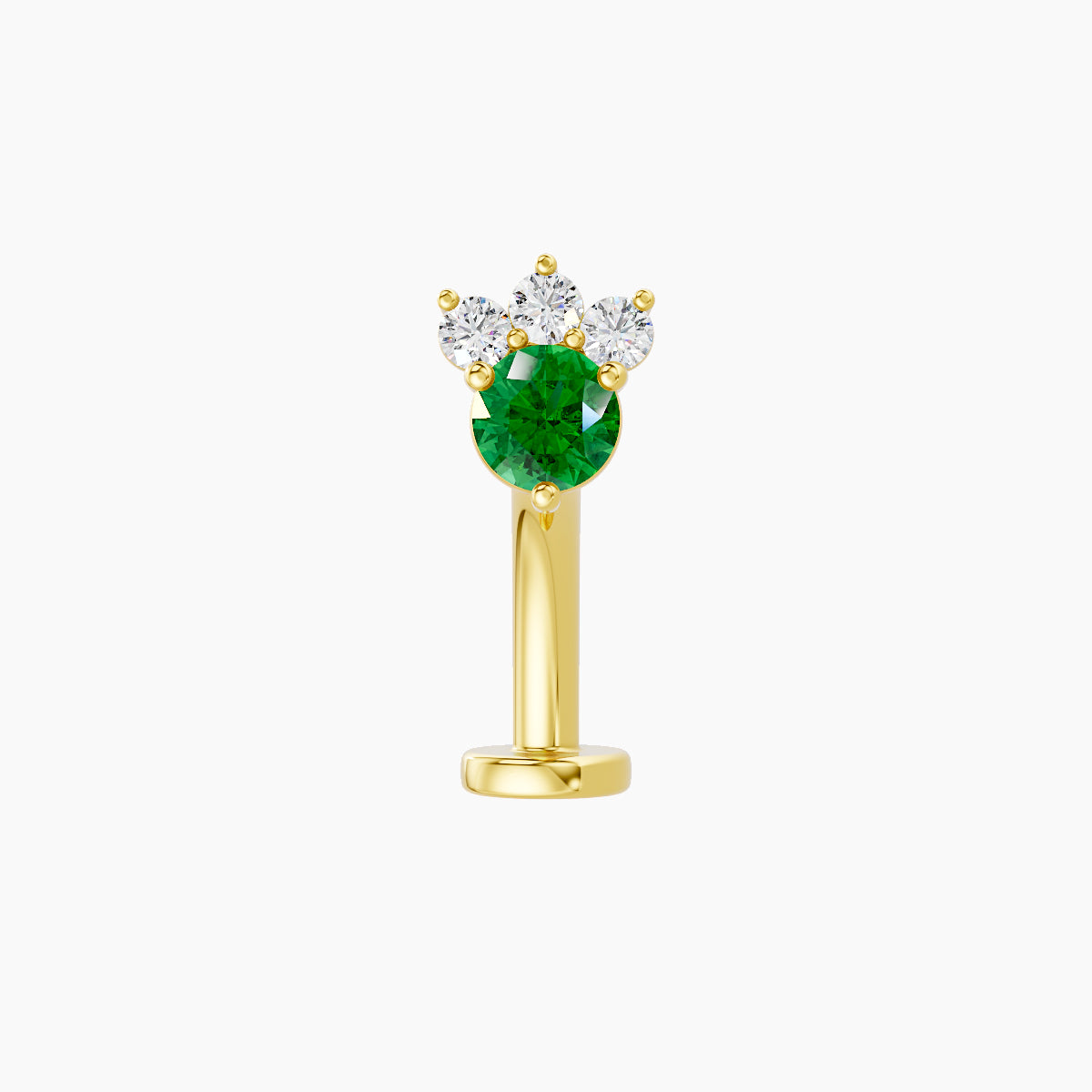 Sedna | 18k Yellow Gold 10 mm 5.5 mm Emerald & Diamond Floating Navel Piercing