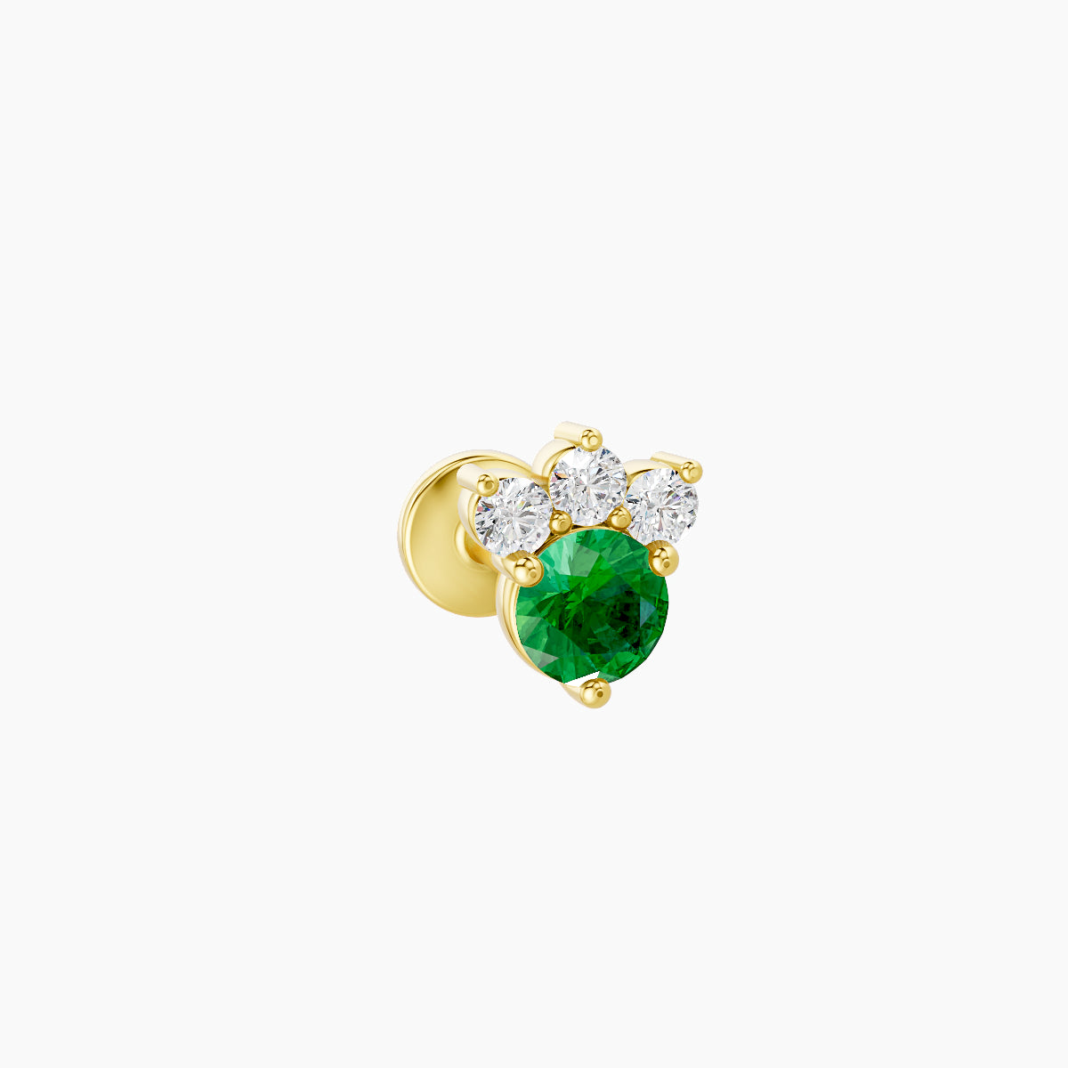 Sedna | 18k Yellow Gold 5 mm 5.5 mm Emerald & Diamond Piercing