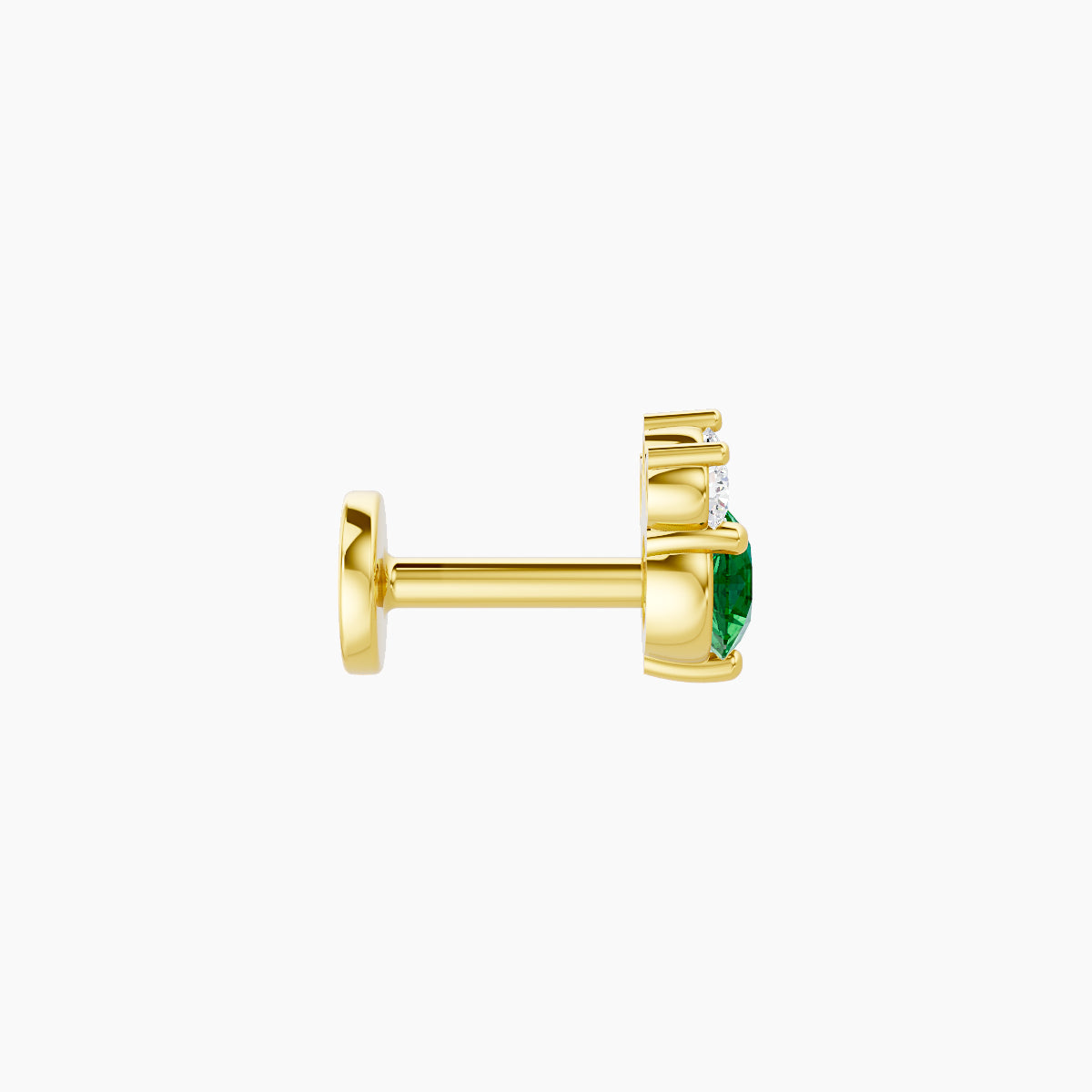Sedna | 18k Yellow Gold 5 mm 5.5 mm Emerald & Diamond Piercing