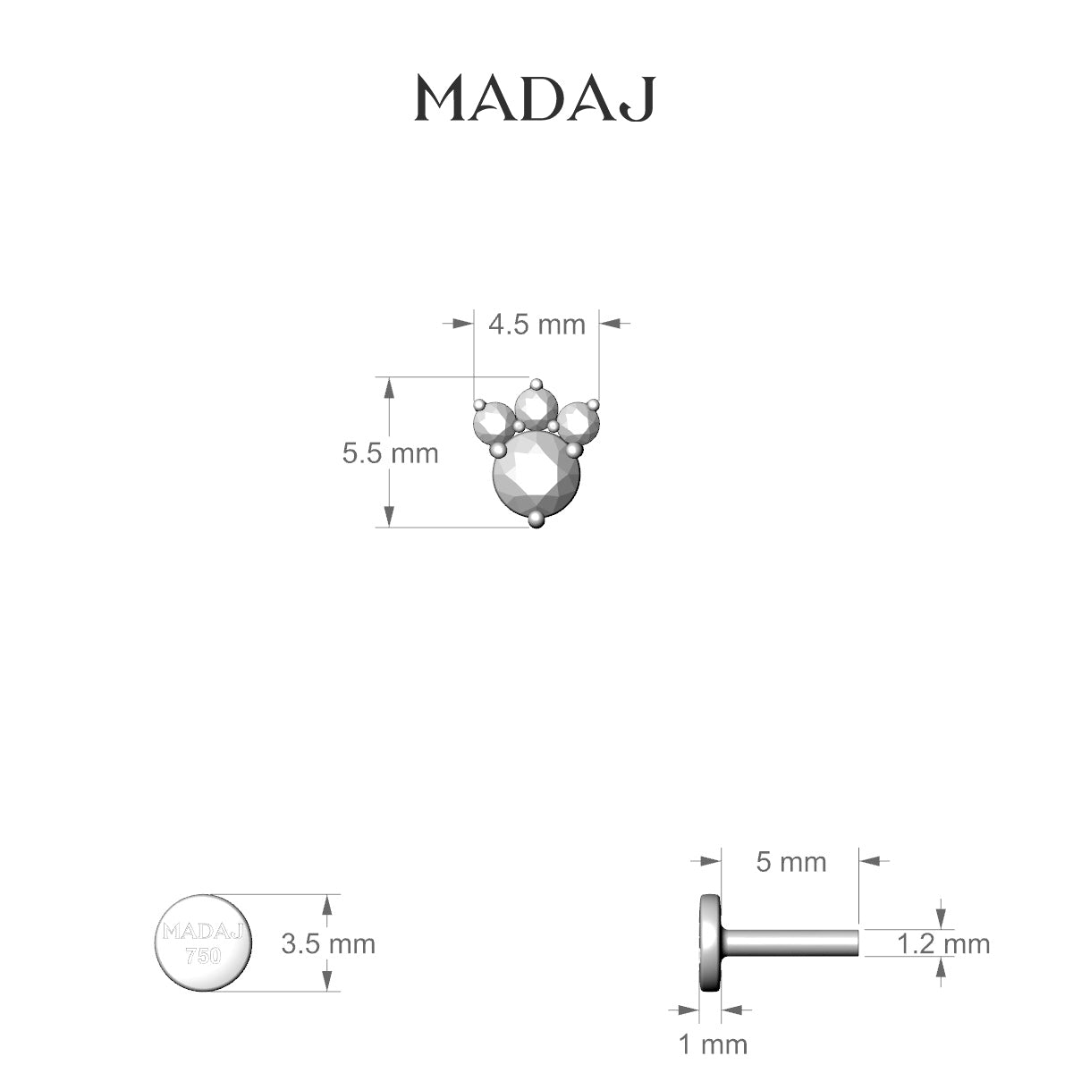 Sedna | 18k Rose Gold 5 mm 5.5 mm Ruby & Diamond Piercing