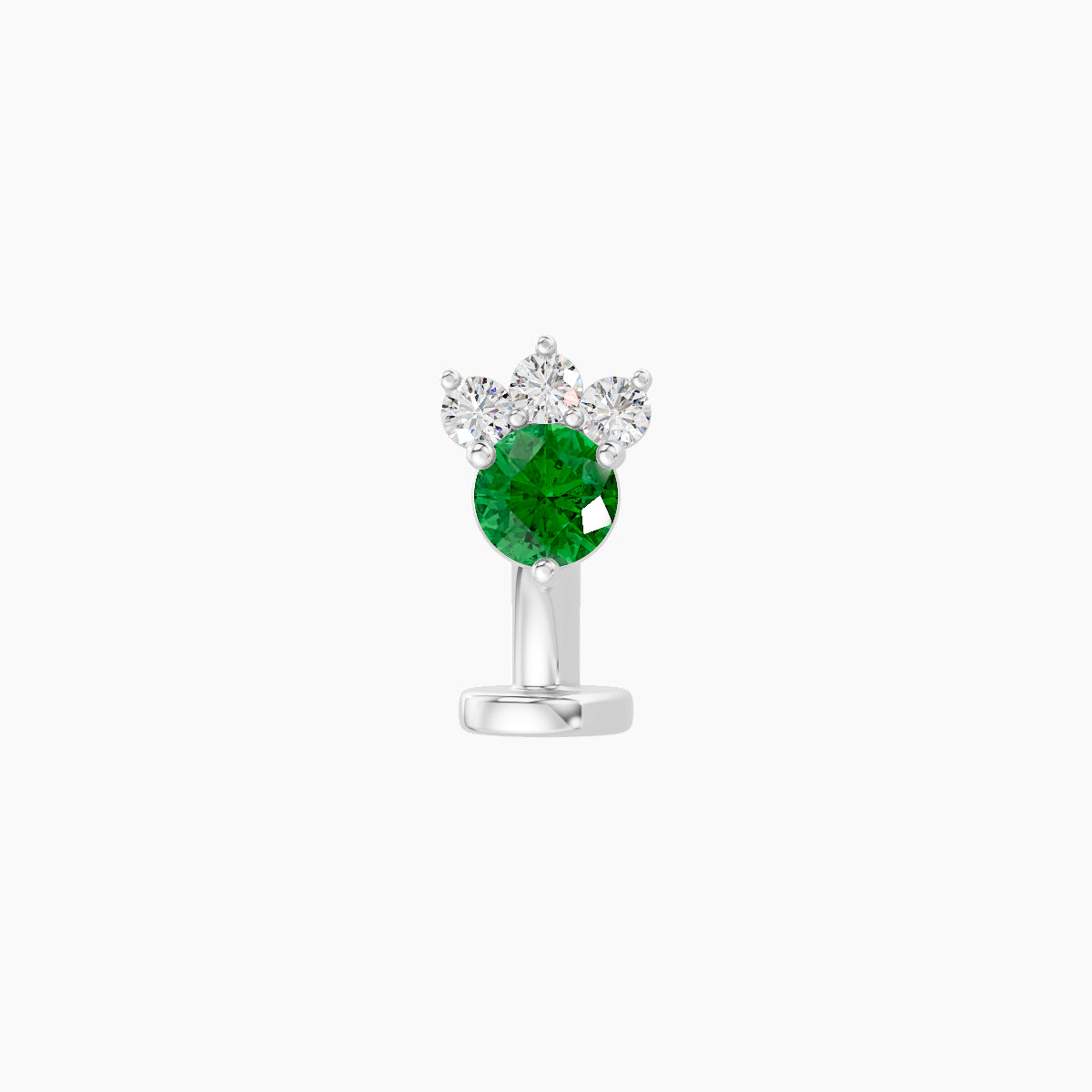 Sedna | 18k White Gold 6 mm 5.5 mm Emerald & Diamond Floating Navel Piercing