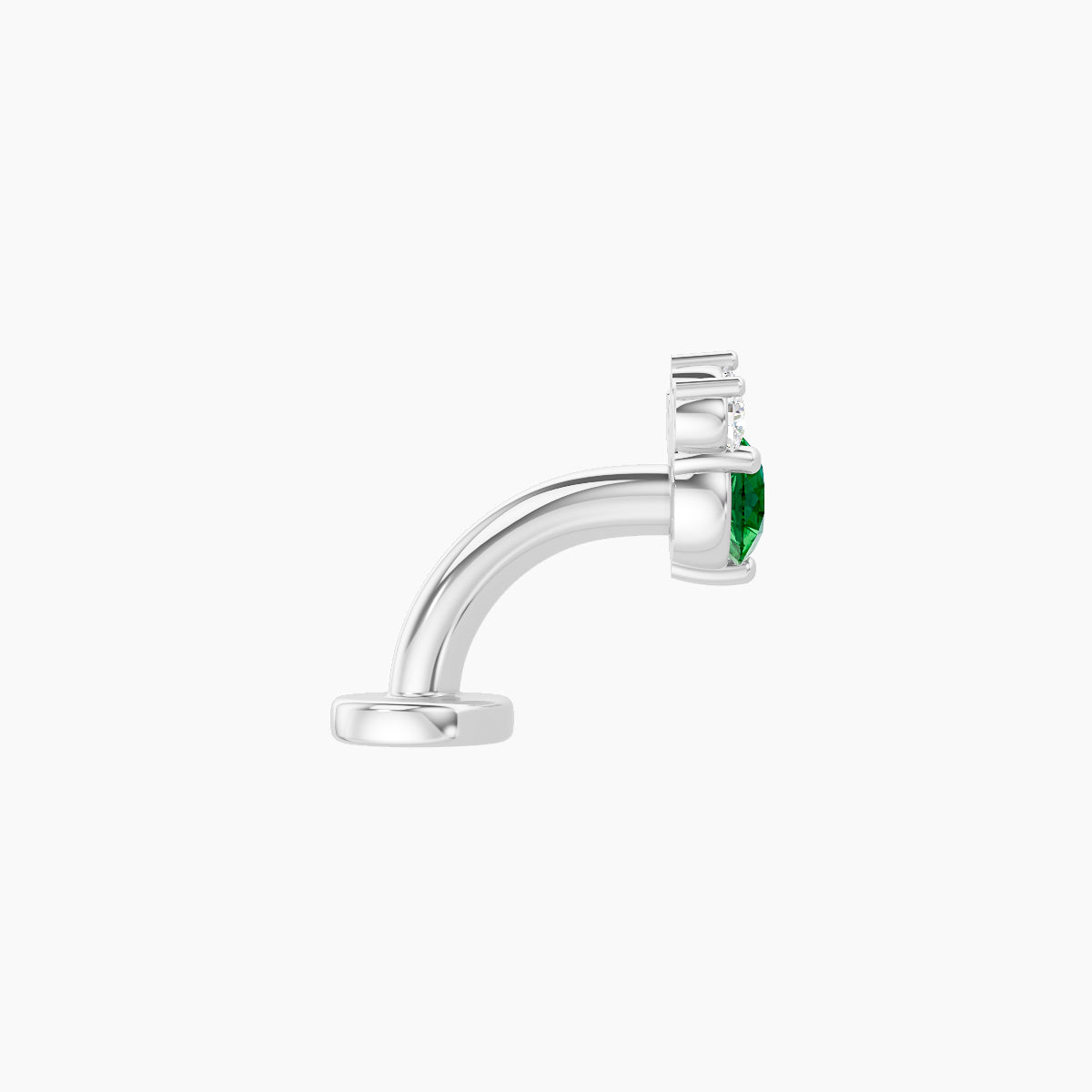 Sedna | 18k White Gold 6 mm 5.5 mm Emerald & Diamond Floating Navel Piercing
