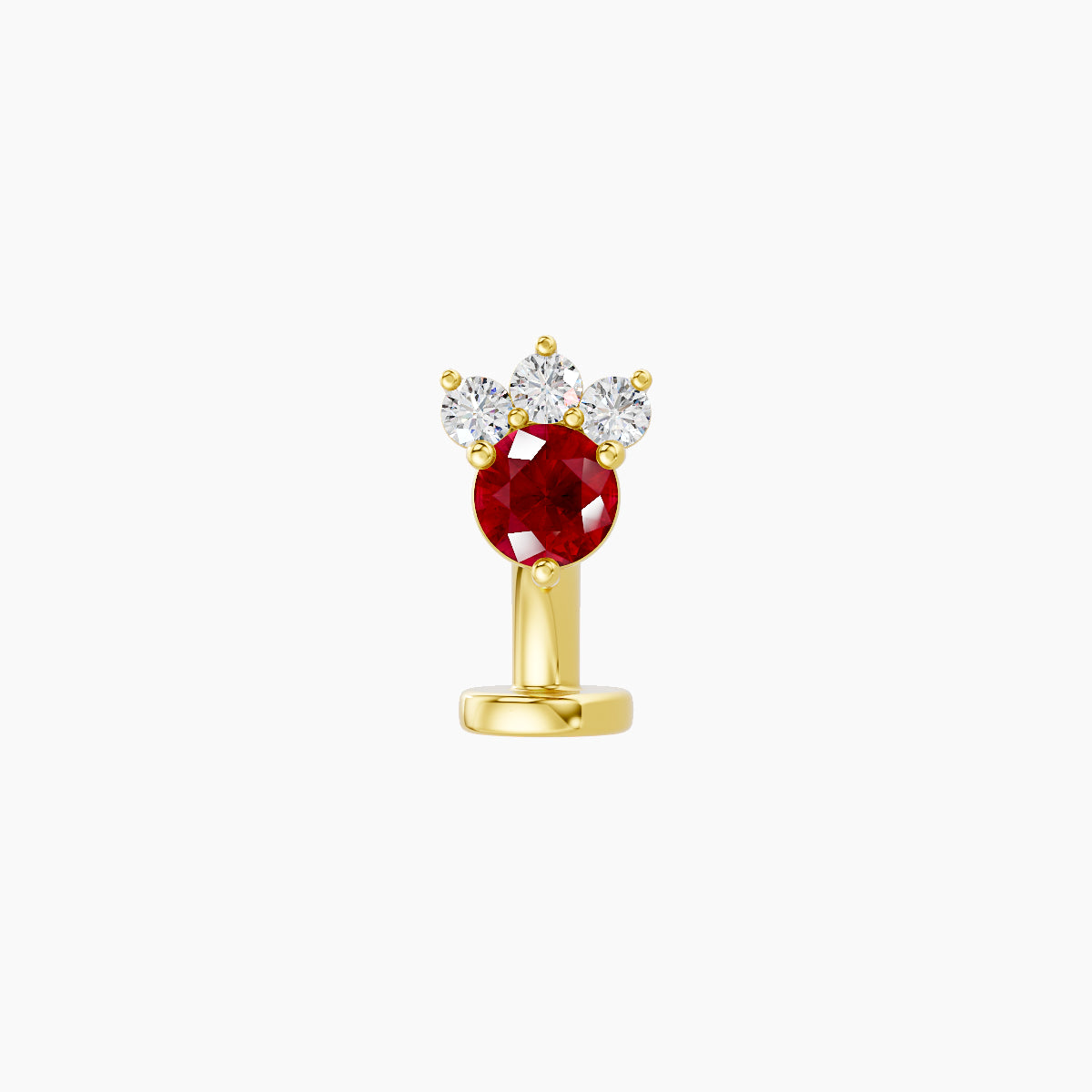 Sedna | 18k Yellow Gold 6 mm 5.5 mm Ruby & Diamond Floating Navel Piercing