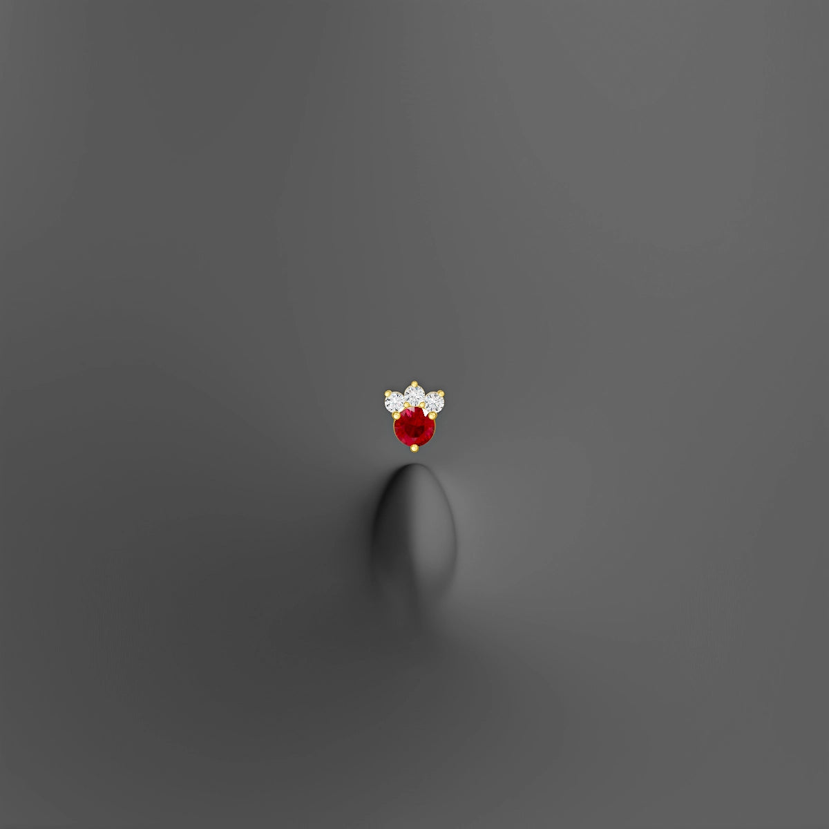 Sedna | 18k Yellow Gold 6 mm 5.5 mm Ruby & Diamond Floating Navel Piercing