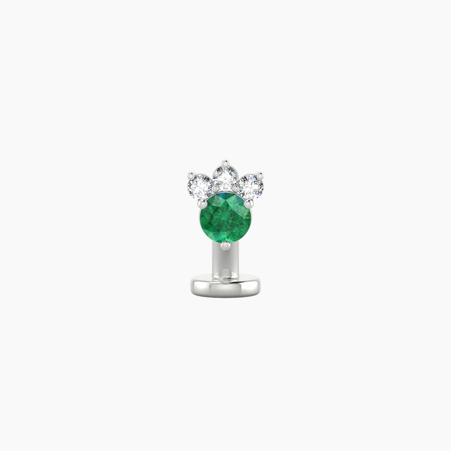 Sedna | 18k White Gold 6 mm 5.5 mm Emerald & Diamond Floating Navel Piercing