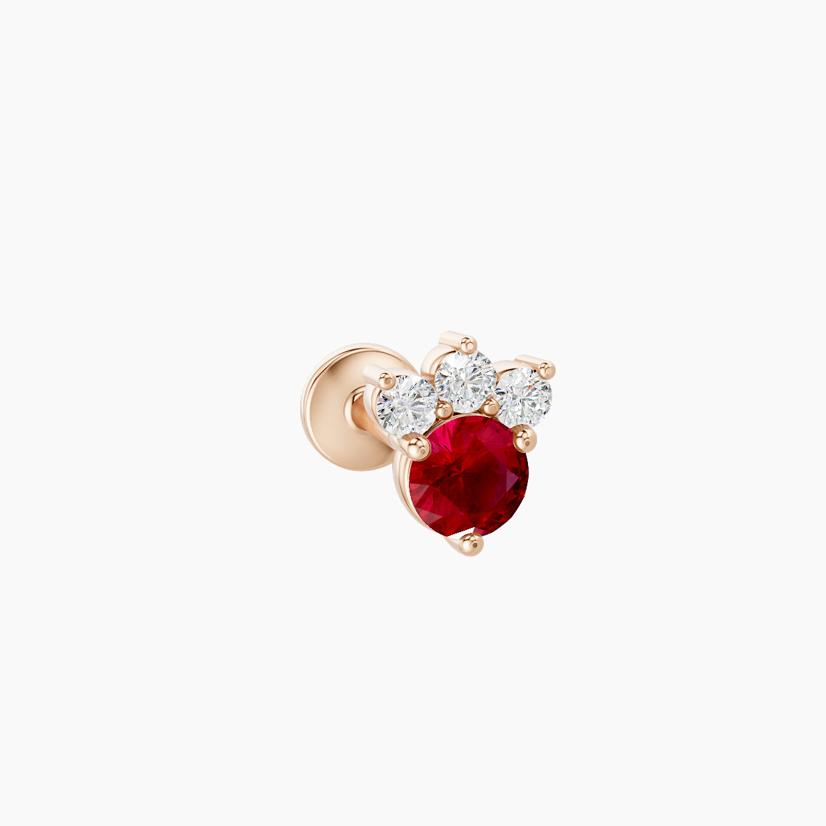 Sedna | 18k Rose Gold 6.5 mm 5.5 mm Ruby & Diamond Nose Piercing
