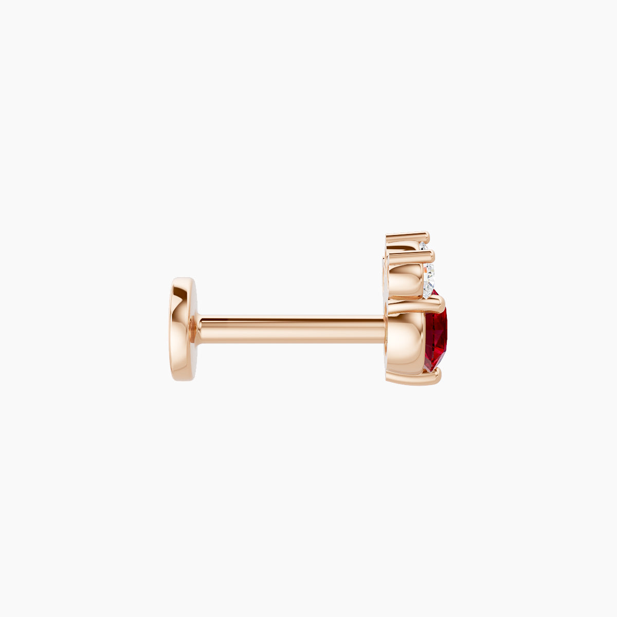 Sedna | 18k Rose Gold 6.5 mm 5.5 mm Ruby & Diamond Nose Piercing