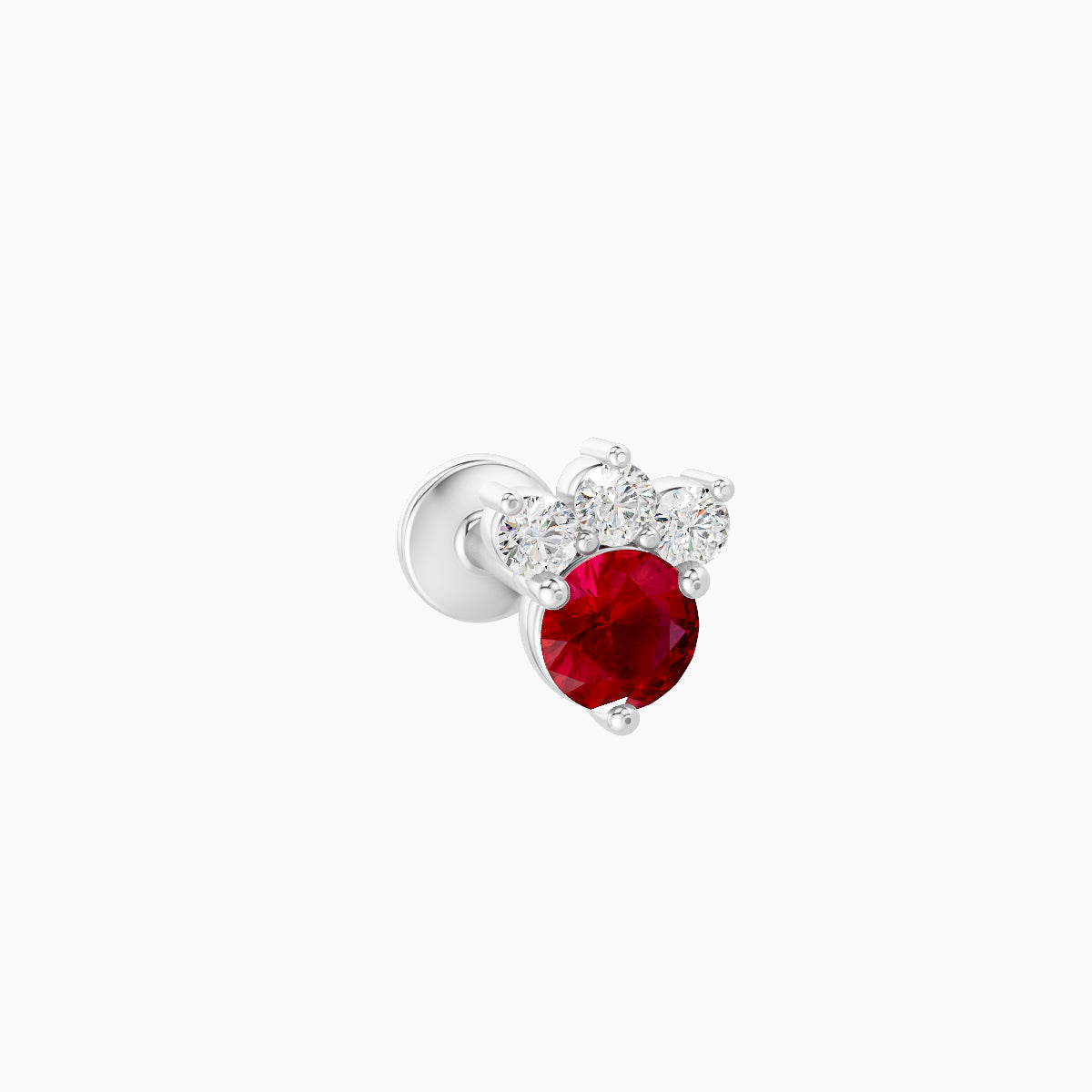 Sedna | 18k White Gold 6.5 mm 5.5 mm Ruby & Diamond Nose Piercing