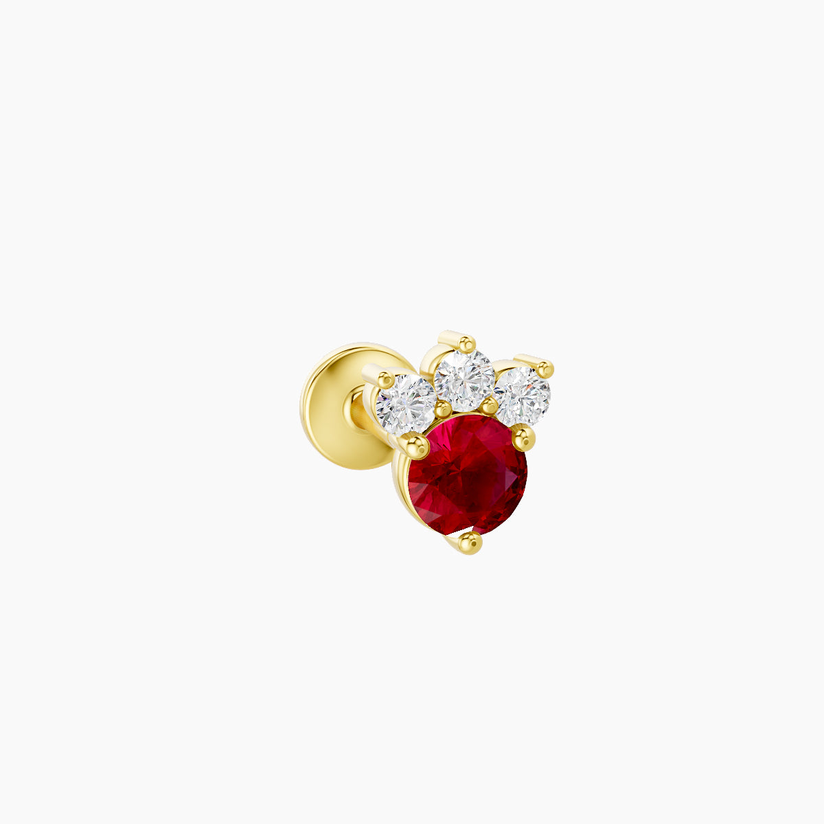 Sedna | 18k Yellow Gold 6.5 mm 5.5 mm Ruby & Diamond Nose Piercing