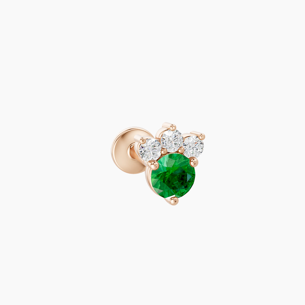 Sedna | 18k Rose Gold 6.5 mm 5.5 mm Emerald & Diamond Piercing