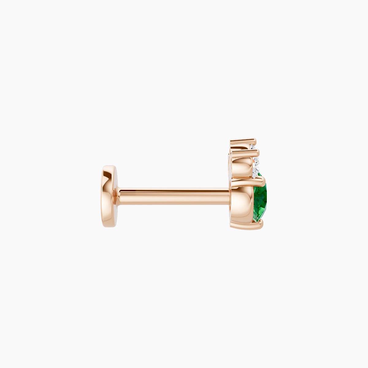 Sedna | 18k Rose Gold 6.5 mm 5.5 mm Emerald & Diamond Piercing