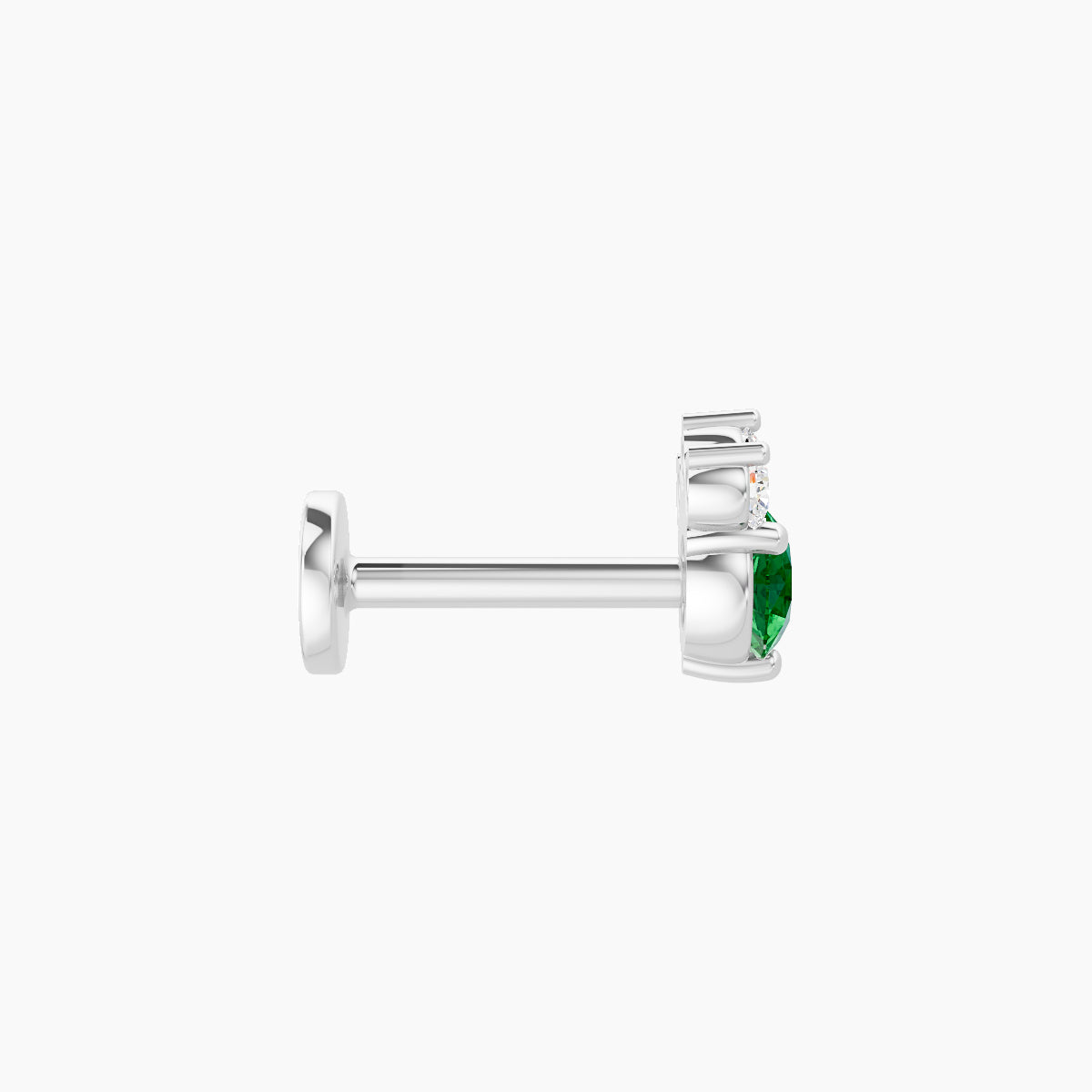 Sedna | 18k White Gold 6.5 mm 5.5 mm Emerald & Diamond Piercing