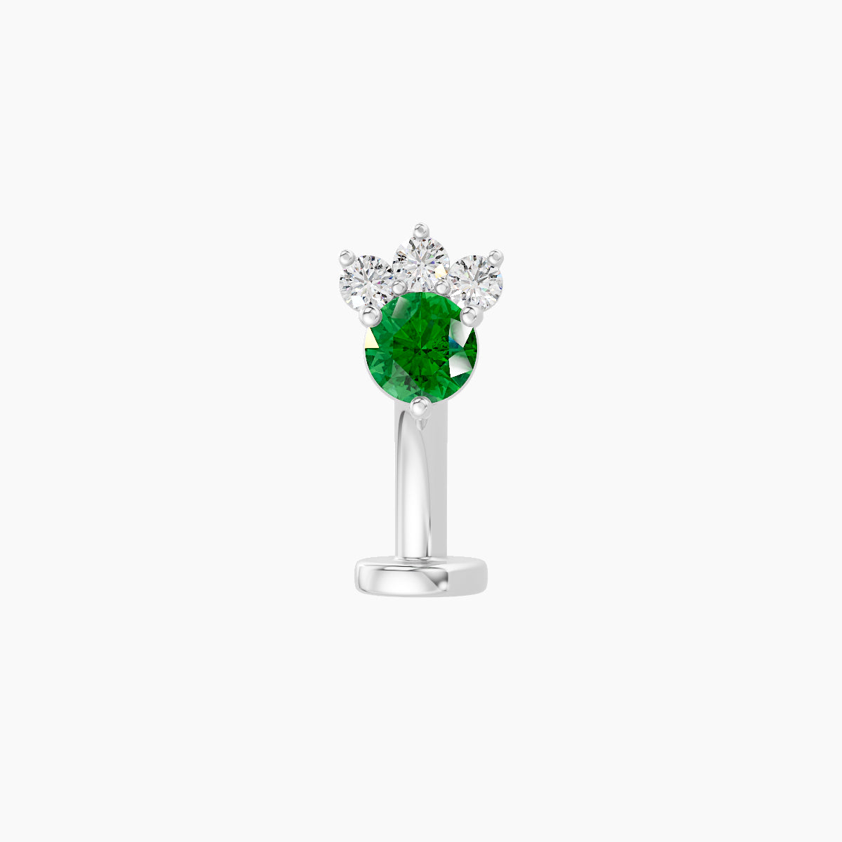 Sedna | 18k White Gold 8 mm 5.5 mm Emerald & Diamond Floating Navel Piercing