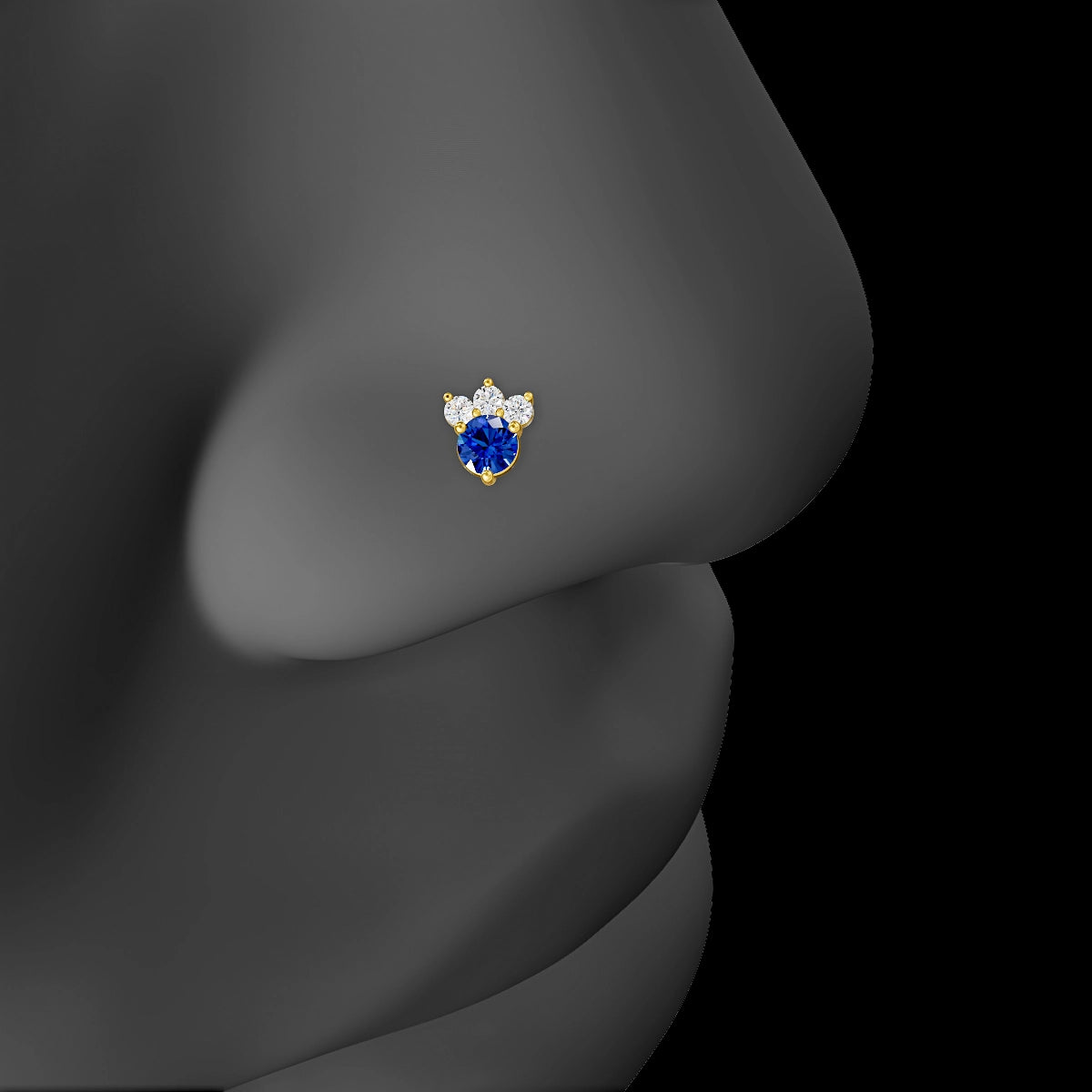 Sedna | 18k Yellow Gold 8 mm 5.5 mm Sapphire & Diamond Nose Piercing