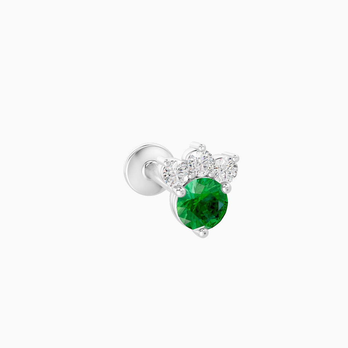 Sedna | 18k White Gold 8 mm 5.5 mm Emerald & Diamond Piercing