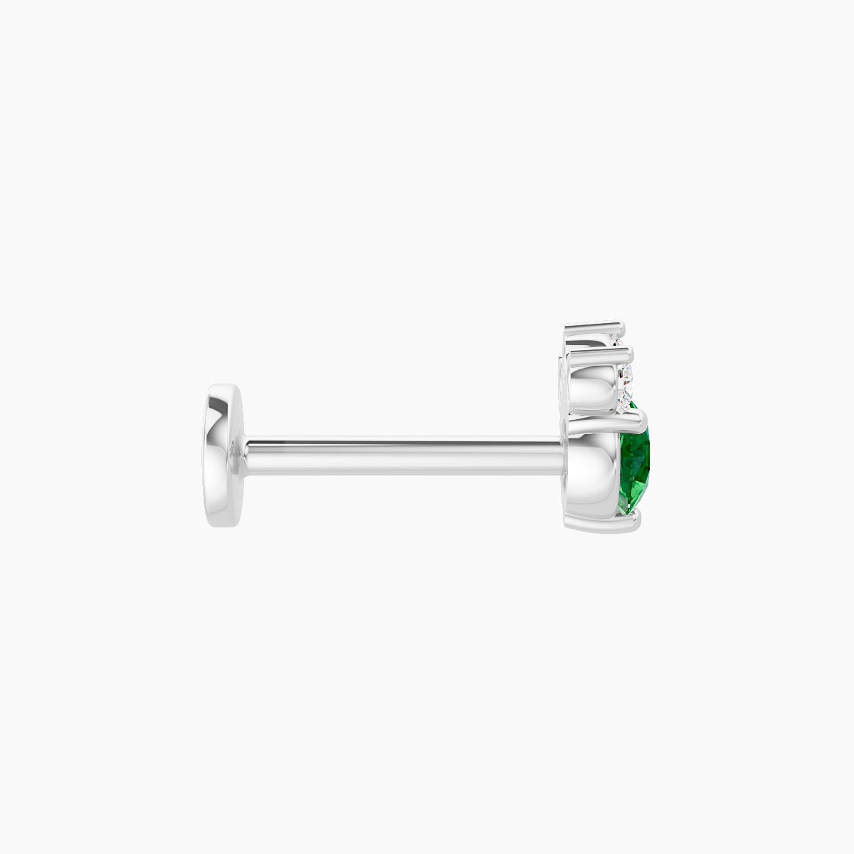 Sedna | 18k White Gold 8 mm 5.5 mm Emerald & Diamond Piercing