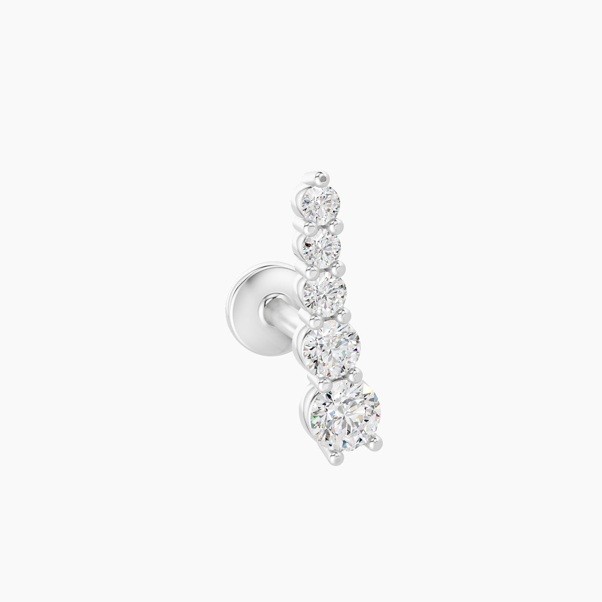 Serthus | 18k White Gold 10 mm 5 mm Long Diamond Right Piercing