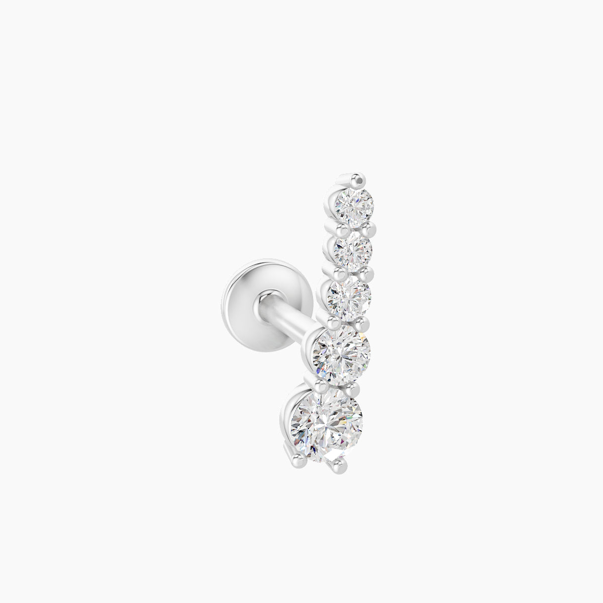 Serthus | 18k White Gold 10 mm 6.5 mm Long Diamond Left Piercing