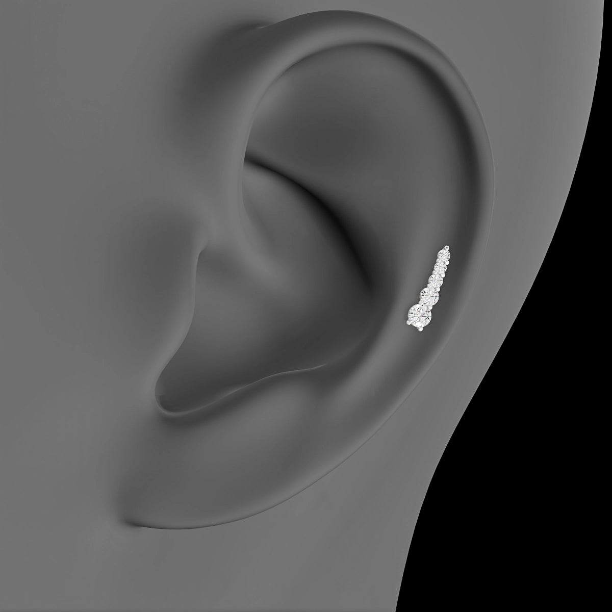 Serthus | 18k White Gold 10 mm 6.5 mm Long Diamond Left Piercing
