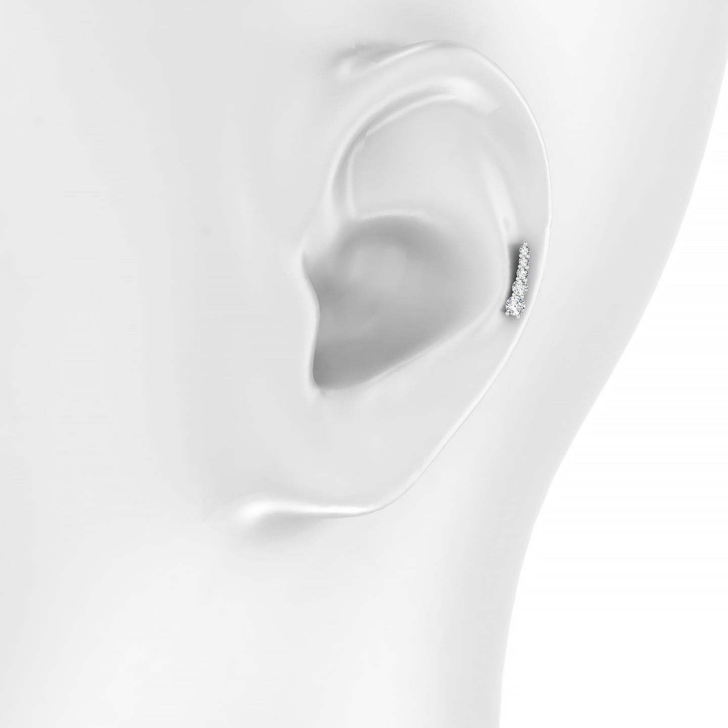 Serthus | 18k White Gold 10 mm 6.5 mm Long Diamond Left Piercing